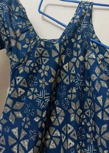 cold shoulder blue kurti dress