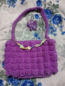 Purple Puffcorn Crochet Bag