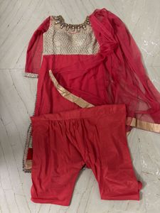 Elegant Red &amp; Gold Kurta Set