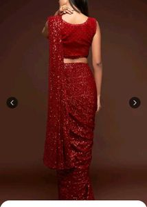 Red Sequin Saree