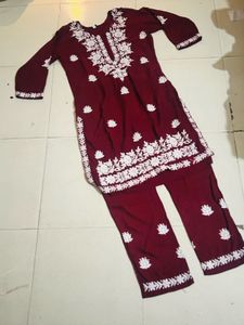 Blue Embroidered Kurti Set