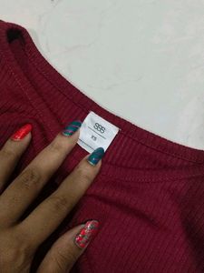 Maroon Cutout Top
