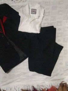Boys Black Suit with Red Trim