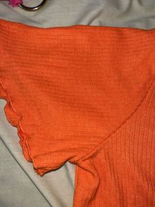 Ribbed Orange T-Shirt