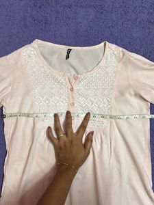 Baby Pink Lace Detail Top