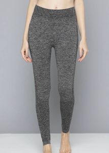 HRX Charcoal Grey Yoga Seamless Solid Tights