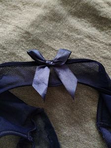 Navy Blue Butterfly Lingerie With Open A**