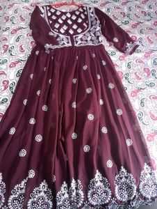 Maroon Chikankari Heavy Gown