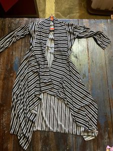 Striped Open Front Cardigan