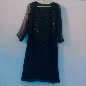 Black Sequence Embroidered Kurti 🖤