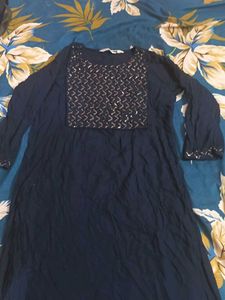Navy Blue Embellished Tunic Dress