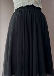 Black Tulle Midi Skirt