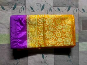 Purple &amp; Gold Saree With Blouse