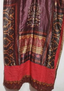 Coral &amp; Brown Kurta Plazo For 32 Bust
