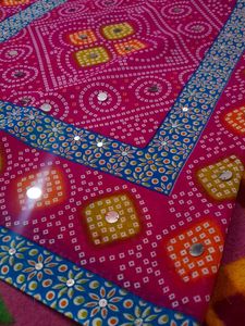 Jaipuri Saree Self Designed Mirror Work