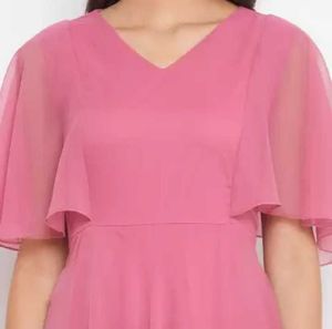 Hellodesign Pink Chiffon Overlay Maxi Dress