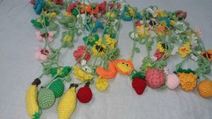 handmade crochet toran with fruits and flower