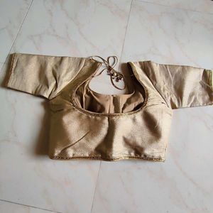 Elegant Gold Silk Blend Readymade Blouse