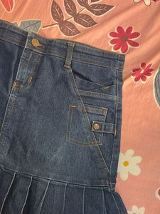 Denim Frill Skirt With Heart Back Pocket