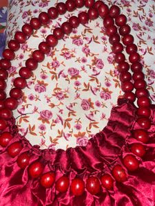 Red Beaded satin Handbag
