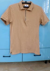 ZARA -Tan Ribbed Polo Shirt