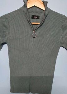 Olive Ribbed Knit Top