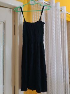 Black Mini Dress With Scrunched Bust