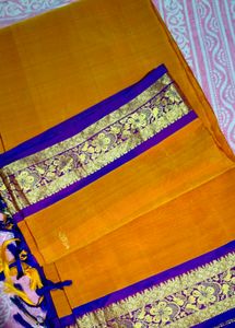 Orange Violet Banarasi Pure Silk Saree