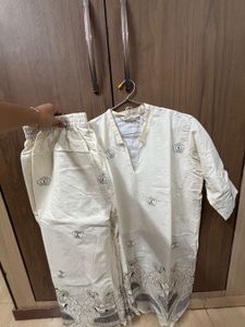 Elegant White Kurta Coord set