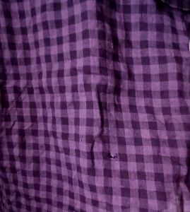 Purple Plaid Roll Tab Sleeve Tunic