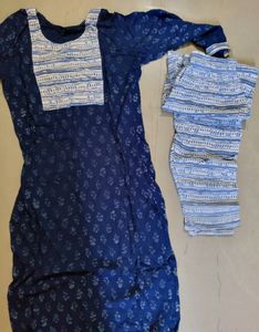 Cotton Kurta Pant Set With No Dupatta