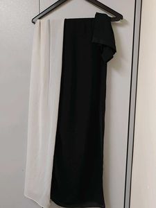 Black & White instant hijab with attached