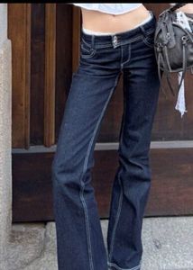 y2k low waist Dark Blue Denim Jeans