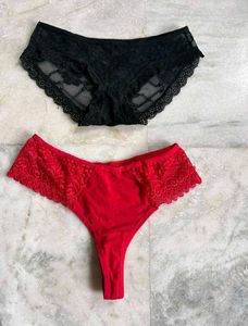 Lace Panties - Red & Black