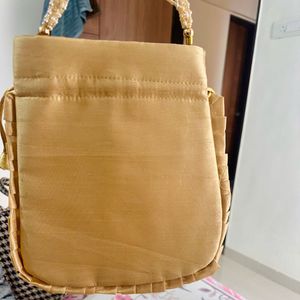Golden Gota Patti Embroidered Potli Bag