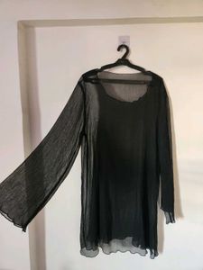 Black Sheer Tunic Top