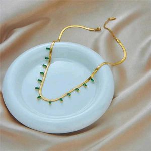 Baguette embellishedsnake link necklace