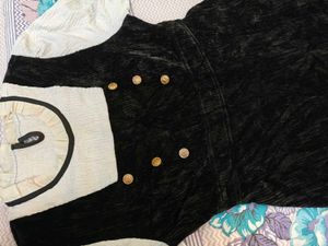 Black Velvet Button-Down Dress
