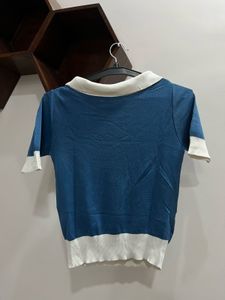 Blue &amp; White crop Top