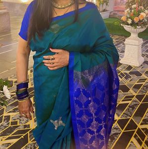 Elegant Teal & Blue Saree