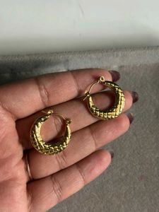 Gold Textured Hoop Earrings