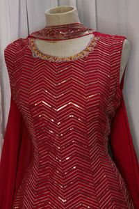 Red Embroidered Kurta/Sharara Set