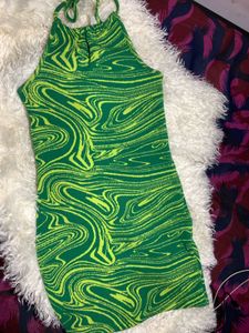 Green Swirl Halter Bodycon Dress