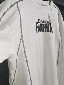 MENS BLACK PANTHER PRINTED OVERSIZED GRAPHIC TEE