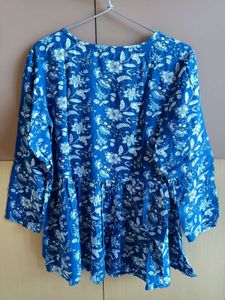 Floral Print Blue Top