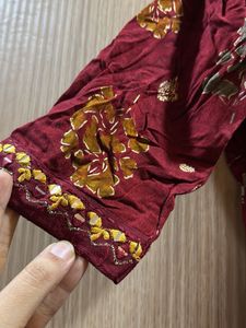 Floral Print Maroon kurta