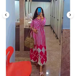 Pink Striped Kurta Set