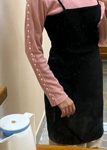 Black Cami Dress with Pearl Top