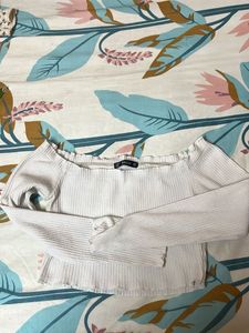 White Off-Shoulder Crop Top
