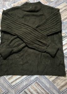 Stylish Olive Green Knit Sweater